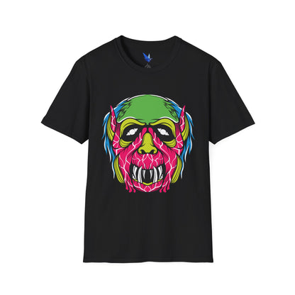 Horror Neon Zombie Skull T-Shirt Printify