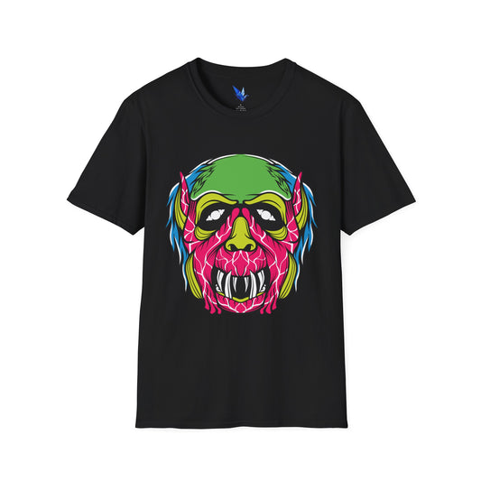 Horror Neon Zombie Skull T-Shirt Printify