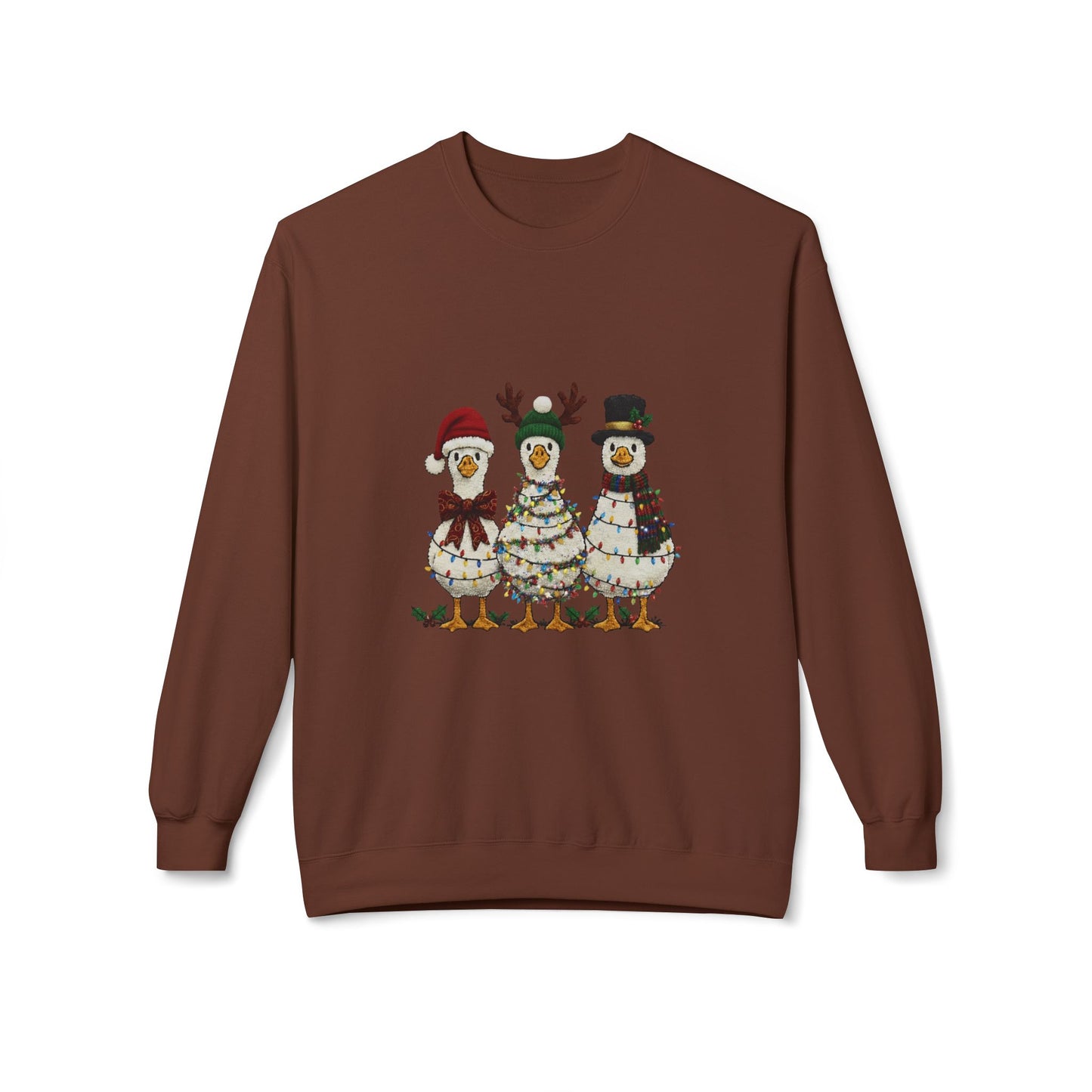 Christmas Duck Family Sweatshirt — Festive Holiday Trio Crewneck Printify