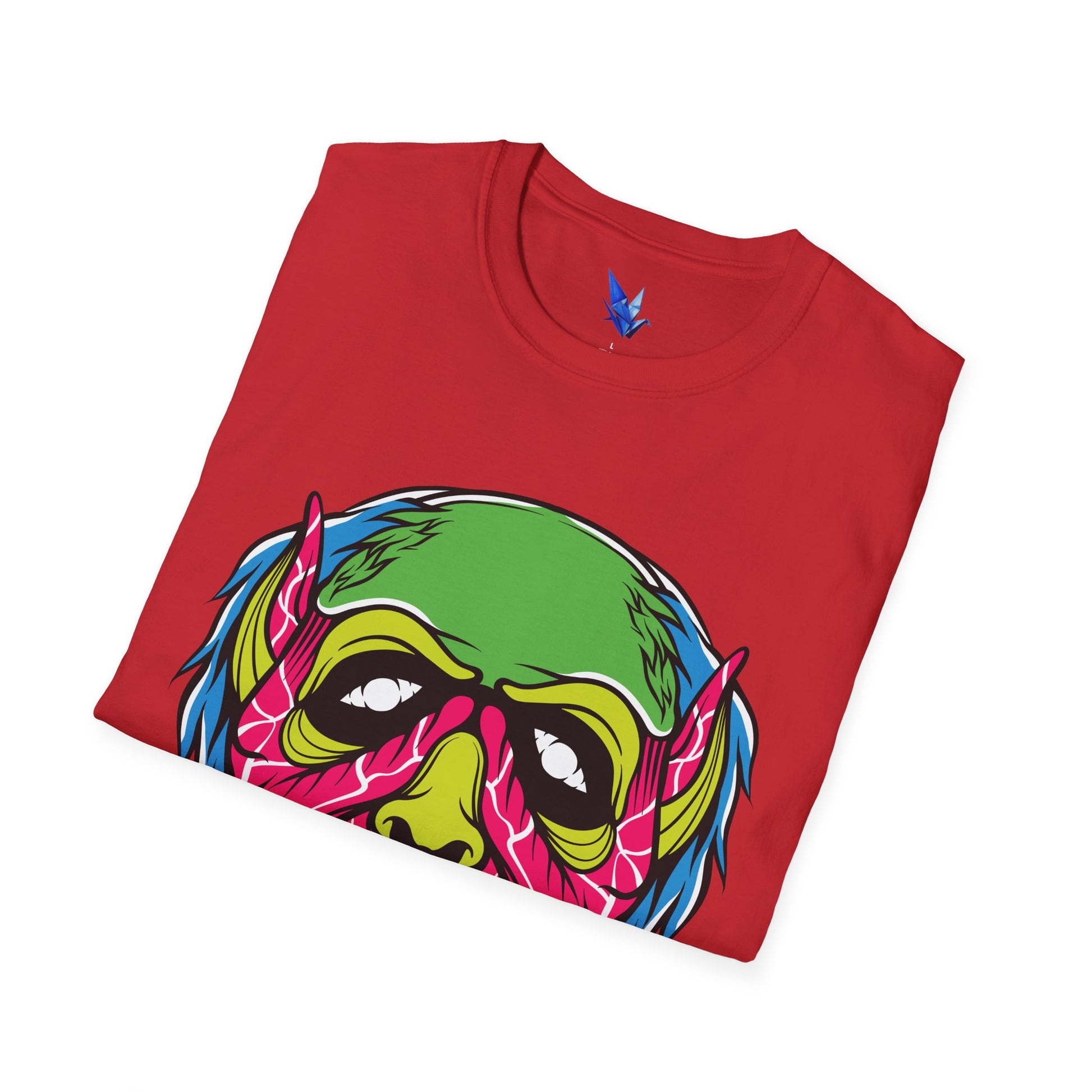 Horror Neon Zombie Skull T-Shirt Printify