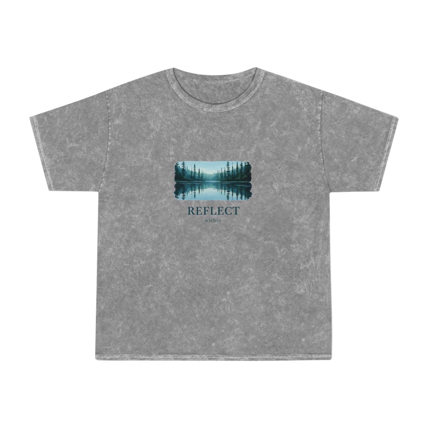 Reflect Lake Graphic T-Shirt — Nature Scenic Mineral Wash Tee Printify