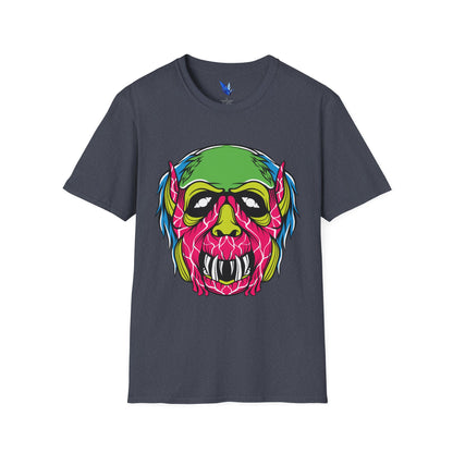 Horror Neon Zombie Skull T-Shirt Printify