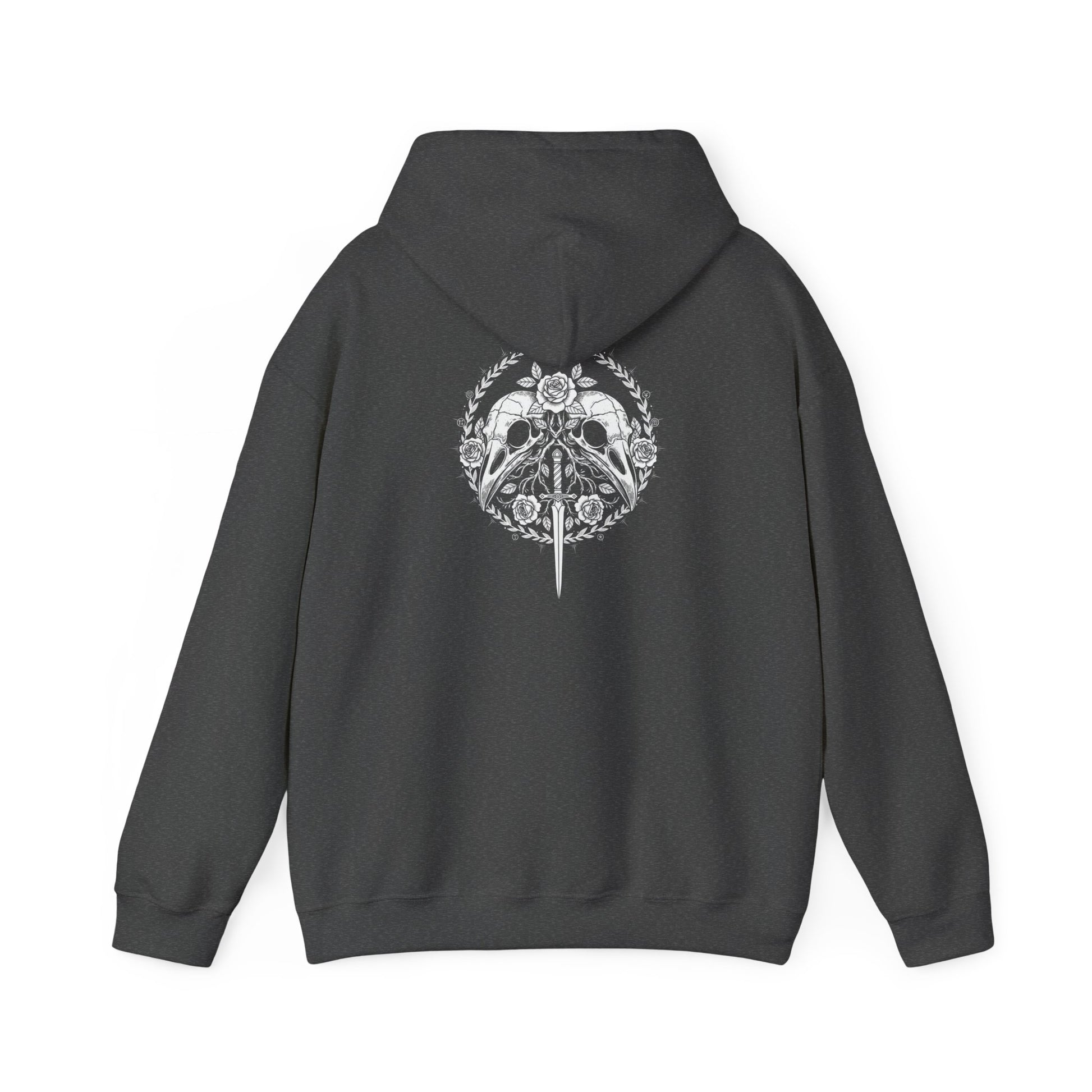 Sword Crest Hoodie — Gothic Floral Sword Graphic Printify