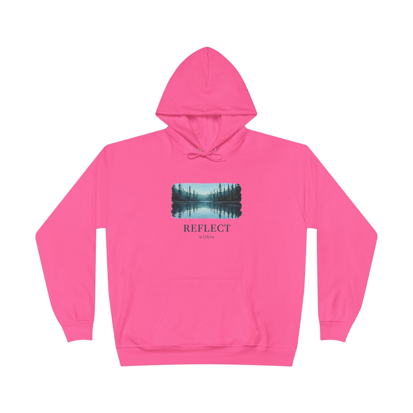Reflect Lake Hoodie — Tranquil Forest Landscape Pullover Printify