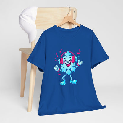 Music Lover Graphic Tee — Happy Snowflake Headphones Character Shirt Printify