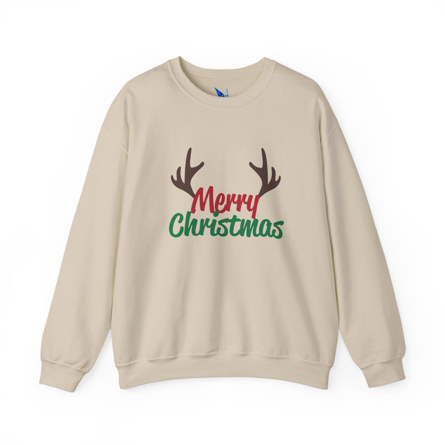 Merry Christmas Reindeer Antlers Crewneck Sweatshirt Printify
