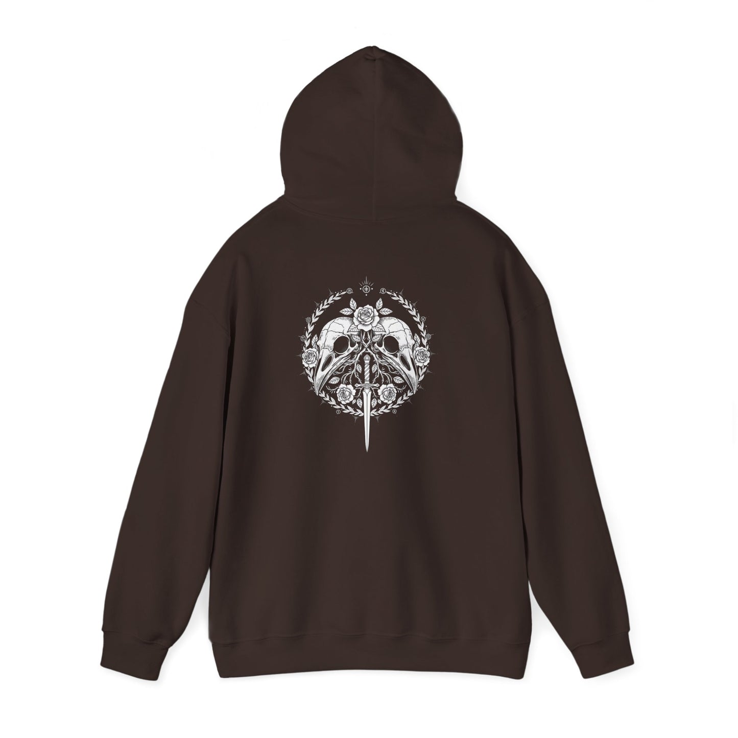 Sword Crest Hoodie — Gothic Floral Sword Graphic Printify