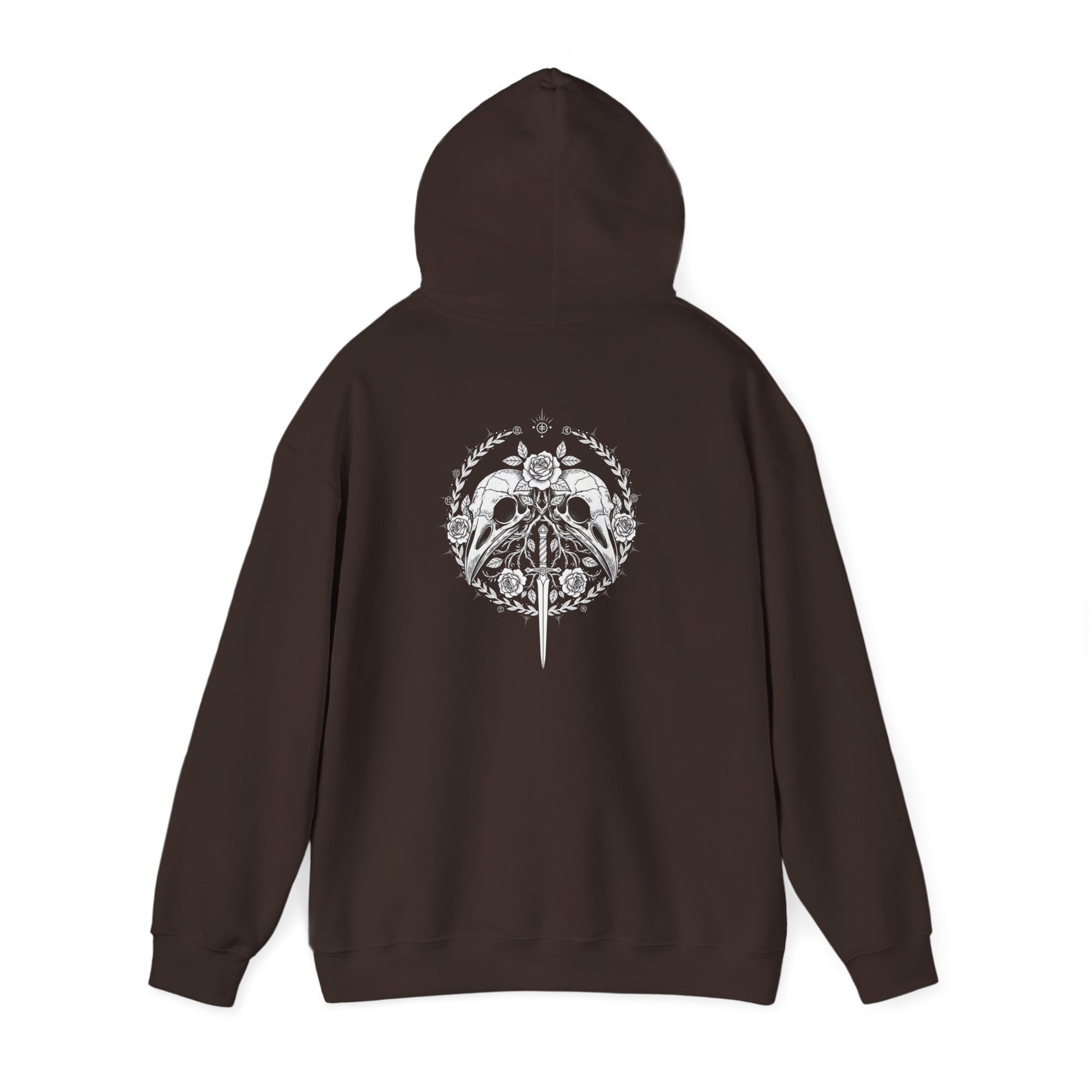 Sword Crest Hoodie — Gothic Floral Sword Graphic Printify