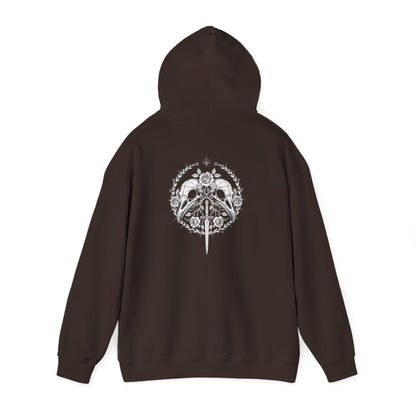 Sword Crest Hoodie — Gothic Floral Sword Graphic Printify