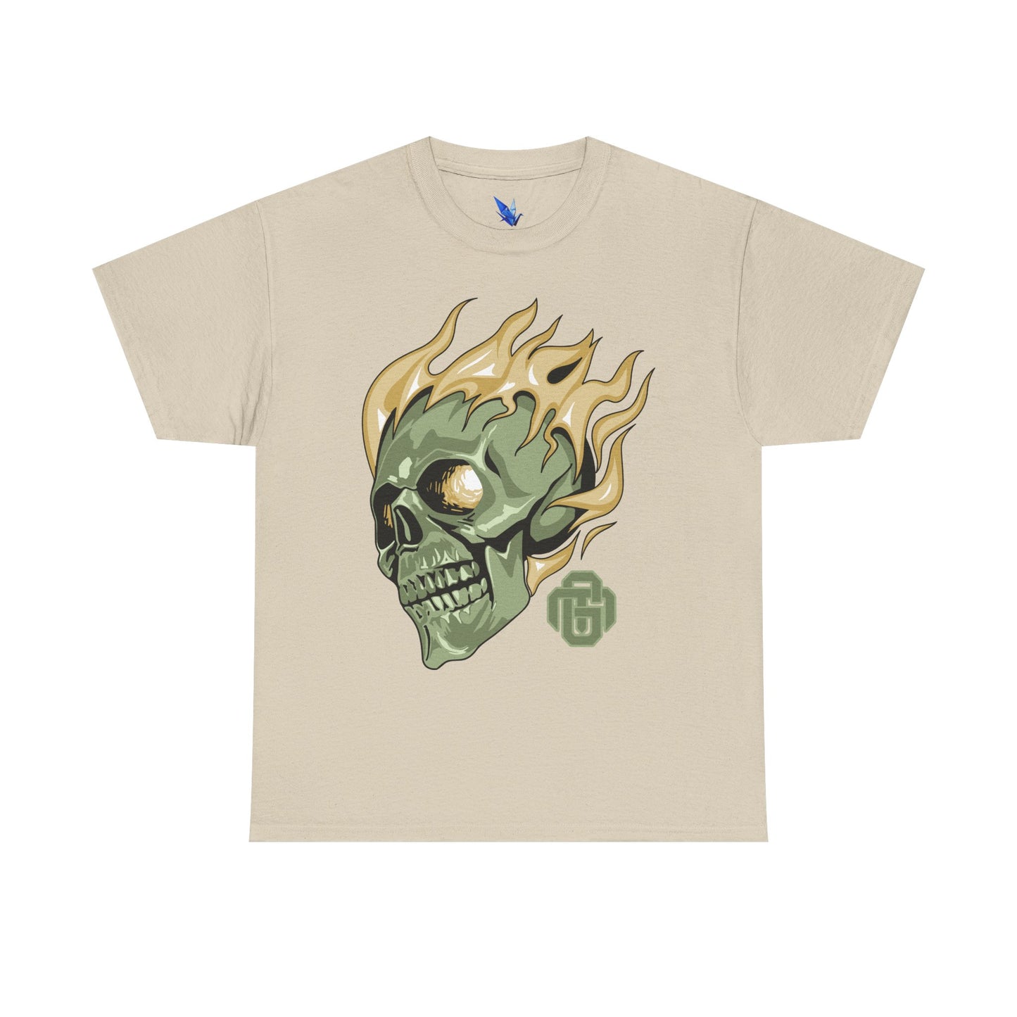 Flaming Green Skull Tee — Edgy Horror Graphic T-Shirt Printify