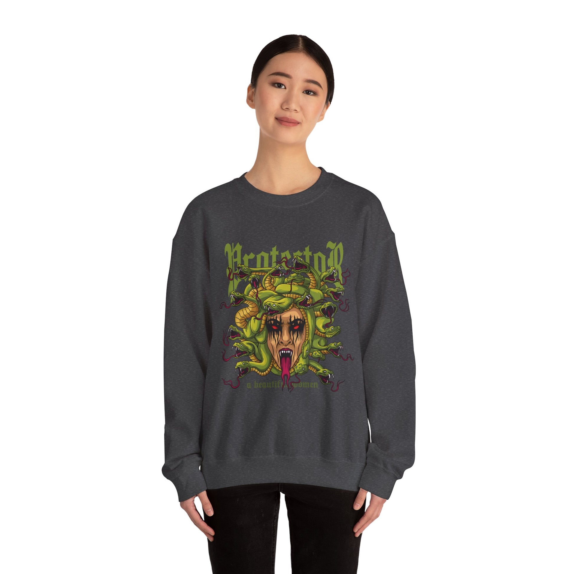 Medusa Graphic Sweatshirt — 'Protestor' Horror Myth Printify