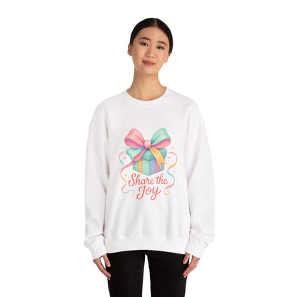 Crewneck Sweatshirt — 'Share the Joy' Pastel Gift Graphic Printify