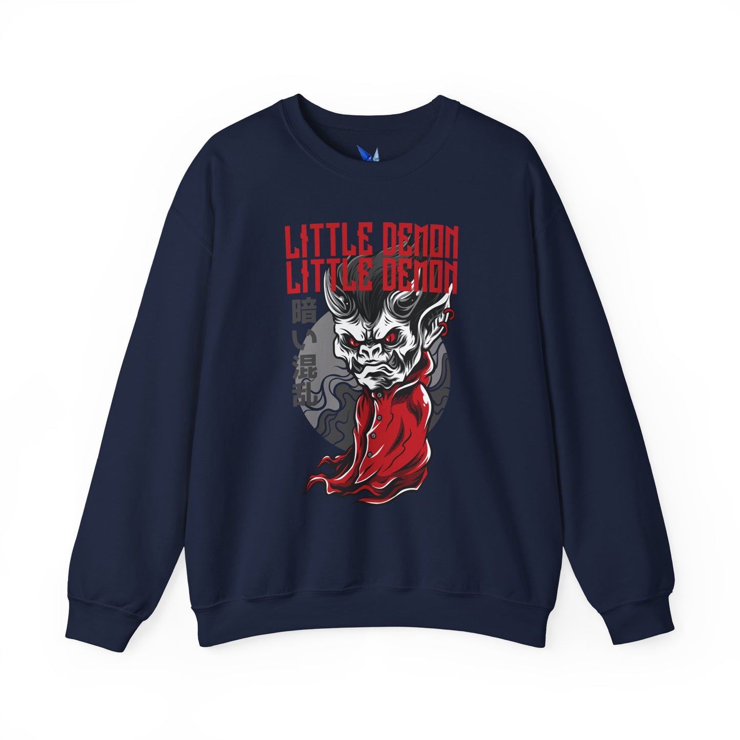 Little Demon Crewneck Sweatshirt — Gothic Oni Skull Pullover Printify
