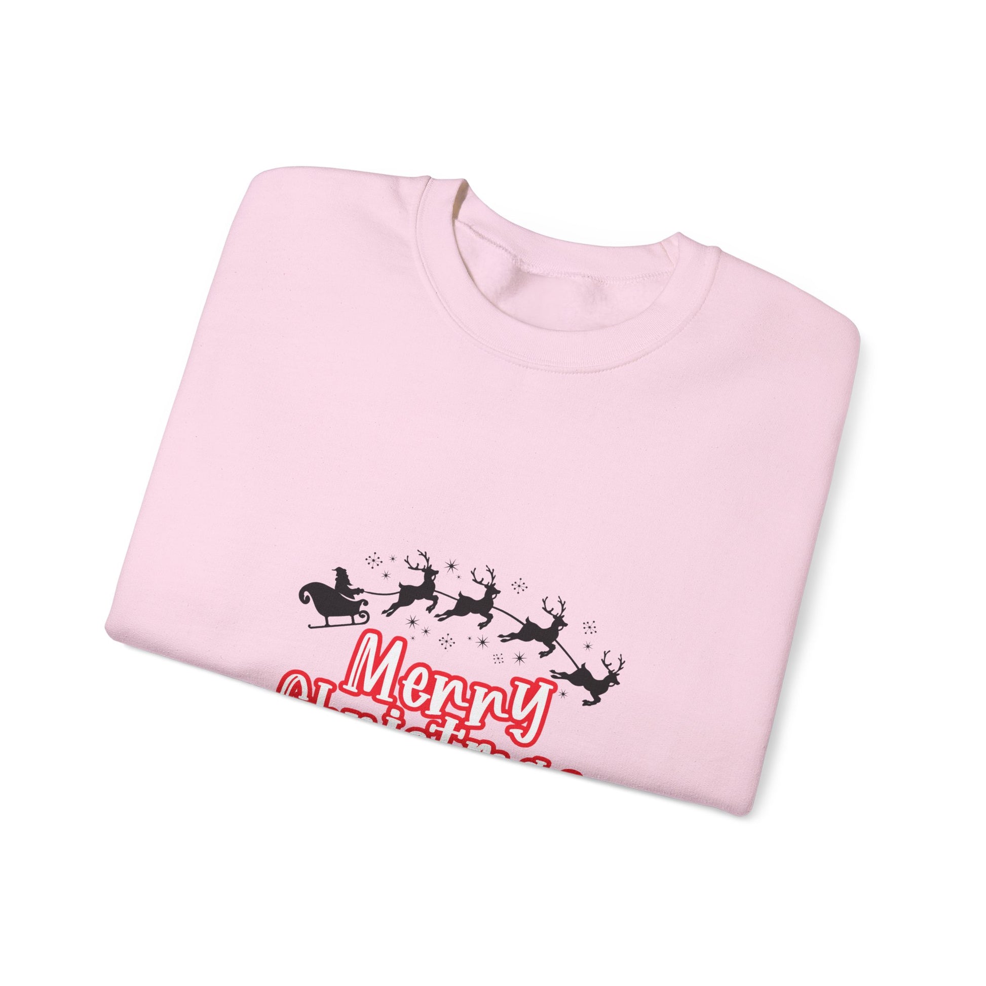 Christmas Crewneck Sweatshirt - 'Merry Christmas' Santa Sleigh Holiday Sweatshirt Printify