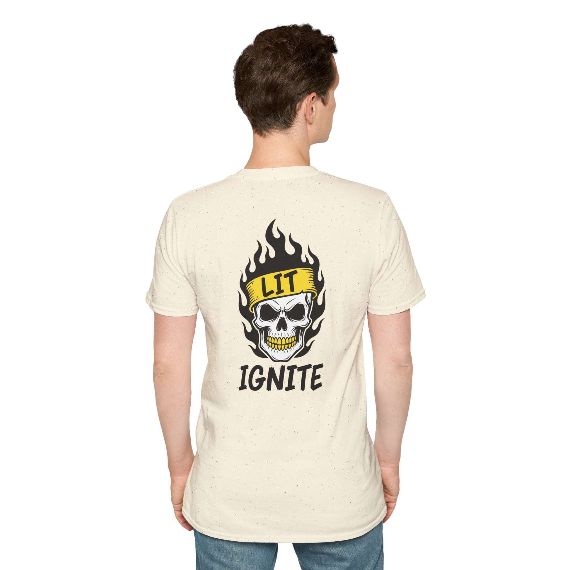 Ignite Skull T-Shirt — 'Ignite' Text & Flaming Skull 'LIT' Graphic Printify