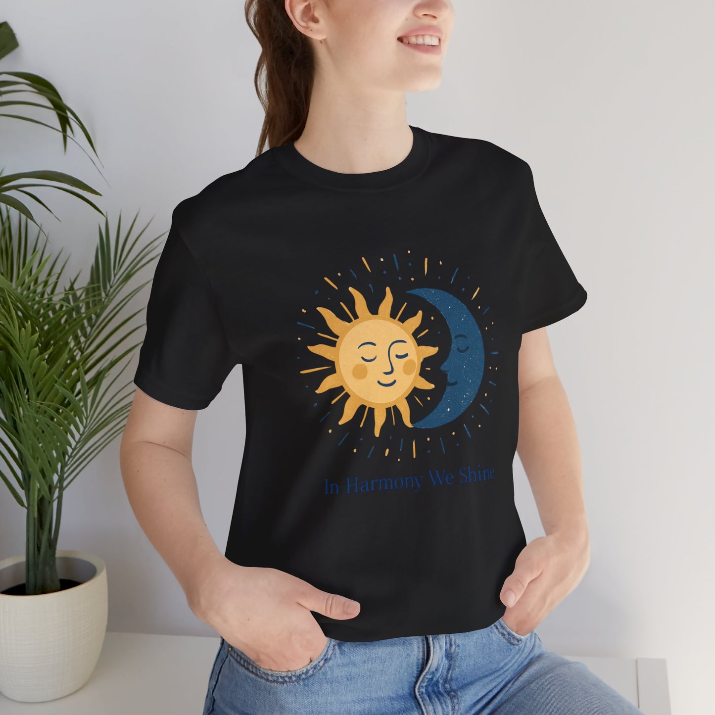 Sun & Moon Harmony Tee — "In Harmony We Shine" Graphic T-Shirt Printify