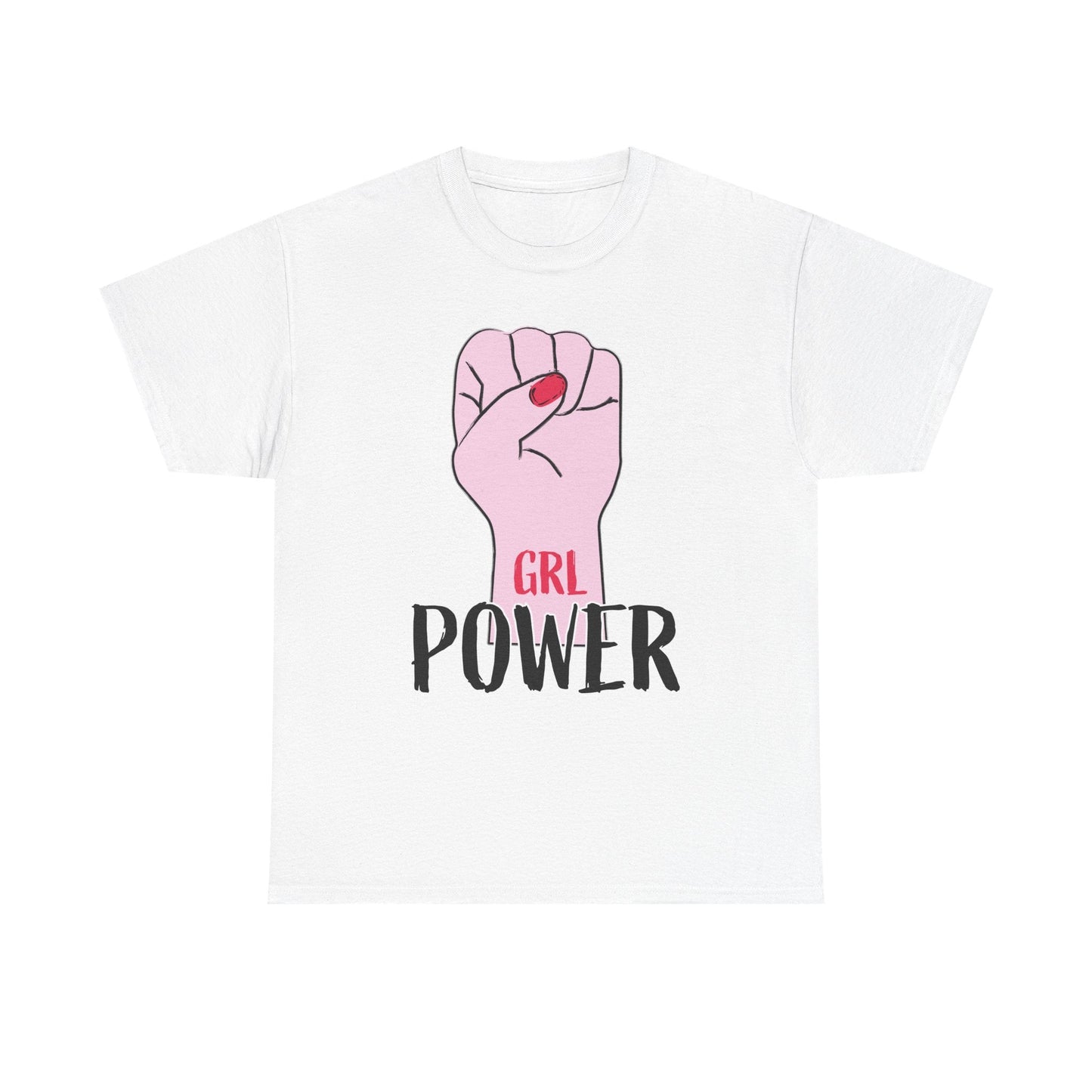 Girl Power T-Shirt — Feminist Raised Fist Tee (Pink Nail Design) Printify