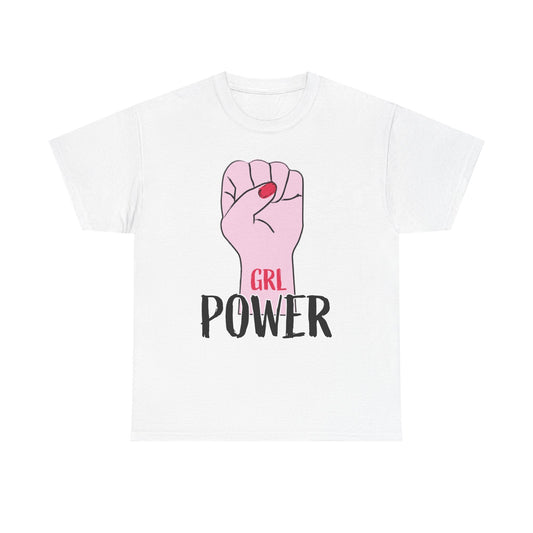 Girl Power T-Shirt — Feminist Raised Fist Tee (Pink Nail Design) Printify