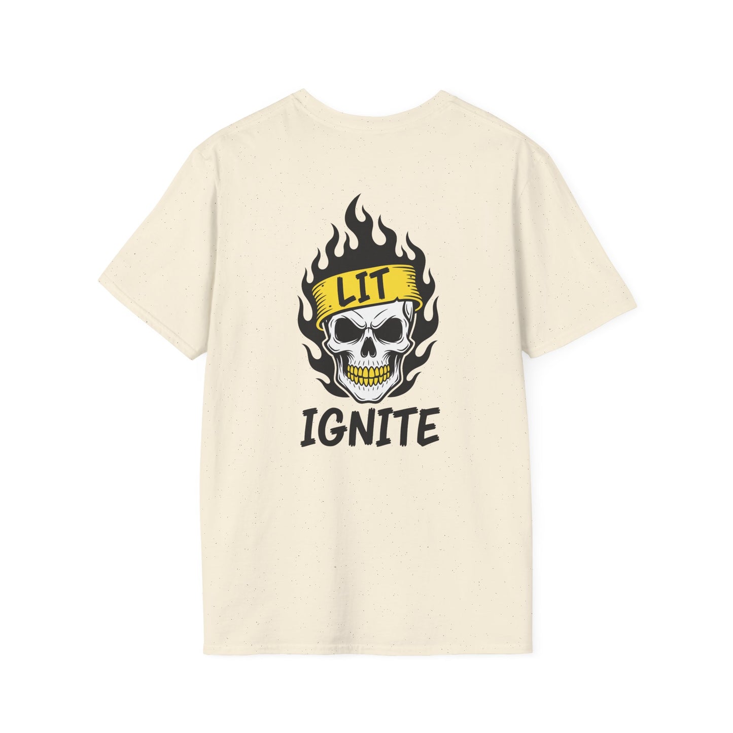 Ignite Skull T-Shirt — 'Ignite' Text & Flaming Skull 'LIT' Graphic Printify
