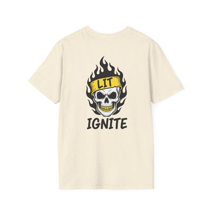 Ignite Skull T-Shirt — 'Ignite' Text & Flaming Skull 'LIT' Graphic Printify
