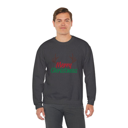 Merry Christmas Reindeer Antlers Crewneck Sweatshirt Printify