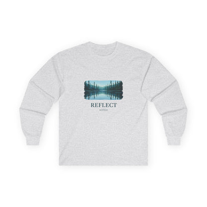 Reflect Lake Long Sleeve Tee — Scenic Nature Graphic T-shirt
