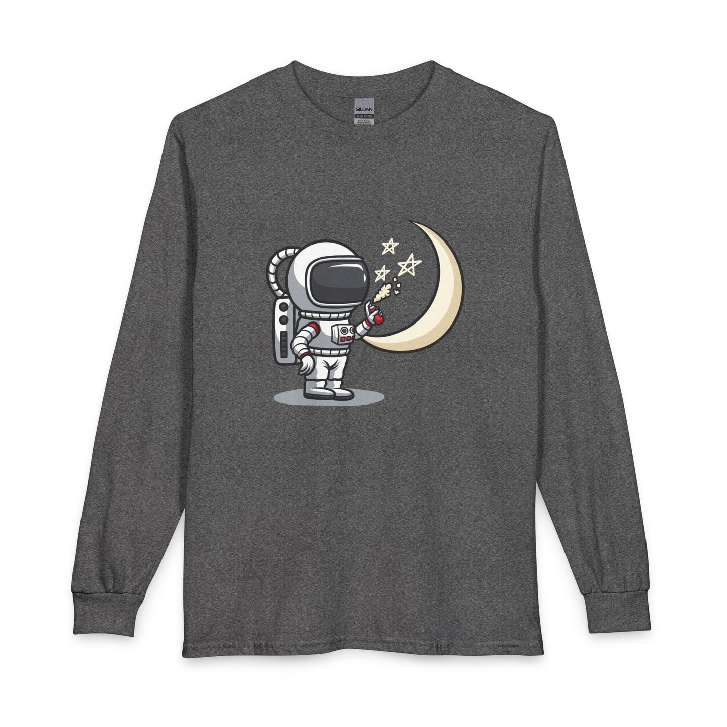 Astronaut & Moon Long Sleeve Tee — Cute Space Explorer Graphic T-shirt Printify