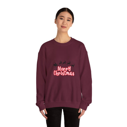Christmas Crewneck Sweatshirt - 'Merry Christmas' Santa Sleigh Holiday Sweatshirt Printify