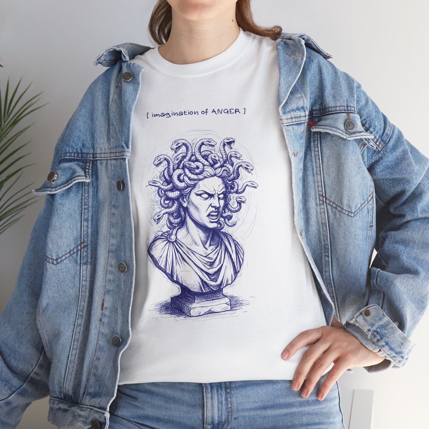 Medusa Bust Graphic Tee — 'I Really Wonder If Anyone' Artistic Mythology T-Shirt Printify