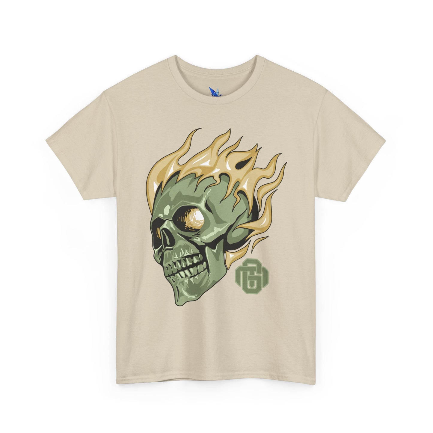 Flaming Green Skull Tee — Edgy Horror Graphic T-Shirt Printify