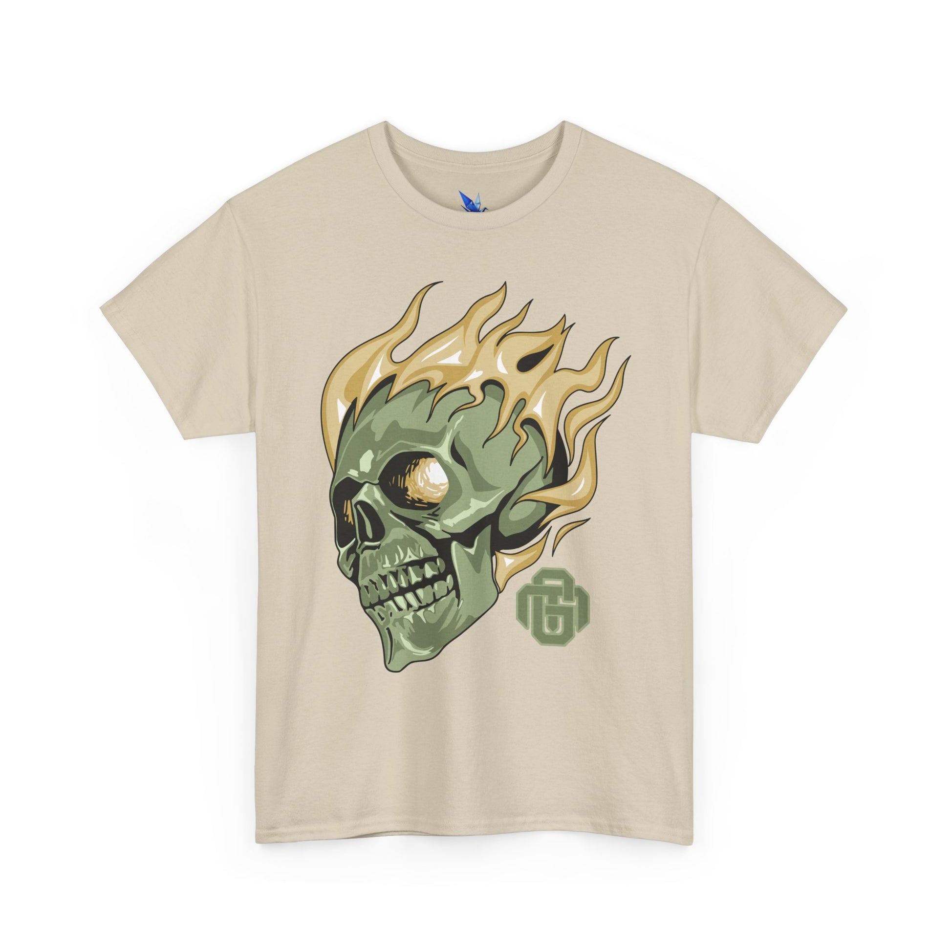 Flaming Green Skull Tee — Edgy Horror Graphic T-Shirt Printify