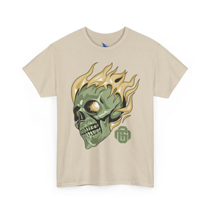 Flaming Green Skull Tee — Edgy Horror Graphic T-Shirt Printify